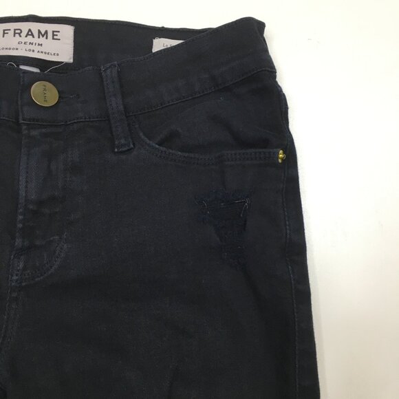 FRAME Le Skinny De Jeanne Distressed 5 Pocket Logo Hardware Jeans - Picture 6 of 10